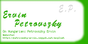 ervin petrovszky business card